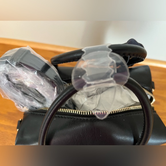 New Ted Baker London black mini purse crossbody top handles floral embellishment - Picture 5 of 14